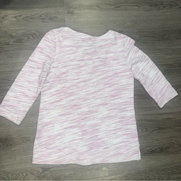 T by Talbots women's MP pink & white Top Beach Shrug Sweater - Picture 7 of 7